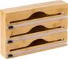 Relaxdays Folienspender, 3 Rollen, Schublade, Bambus, HxBxT Produktbild-Vorschau 1