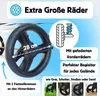 Close-up of a large wheel of a wagon, with text and icons highlighting its features. Produktbild-Vorschau