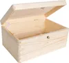 An open, unpainted wooden box with a lid. Náhled obrázku produktu