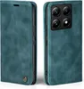 A teal flip case for a smartphone is shown from two angles, front and back. Produktbild-Vorschau