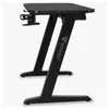 A black gaming desk with a Z-shaped leg structure and a logo on one leg. Produktbild-Vorschau