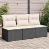 vidaXL Gartensofa mit Kissen 3-Sitzer Schwarz Poly Rattan Produktbild-Vorschau 2