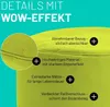 A close-up marketing image highlighting the features of a lime green pouf or seat cushion. Anteprima dell’immagine prodotto