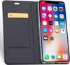 A flip case for an iPhone is shown open, with the phone displaying its home screen. Produktbild-Vorschau