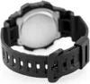 A close-up view of the back of a black digital watch, focusing on the strap and buckle. Náhled obrázku produktu
