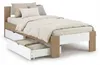 Holzbett 90x200 mit 2 Bettkästen Bett Eiche Braun Weiß Holz Náhled obrázku produktu 1