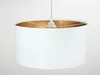 Stilvolle Hängelampe Weiß Gold Stoff rund Ø40cm Wohnzimmer Produktbild-Vorschau 5