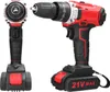 Two views of a red and black cordless drill are shown against a white background. Náhled obrázku produktu