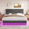 140x200 Cord Polsterbett Grau mit LED & USB-C Ladefunktion, Produktbild-Vorschau 2