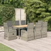 vidaXL 9 tlg. Garten Essgruppe mit Kissen Grau Poly Rattan Produktbild-Vorschau 2