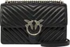 A black quilted leather handbag with a silver chain strap and a distinctive silver bird logo on the front. Anteprima dell’immagine prodotto