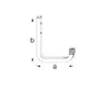 A technical drawing of a wall hook with dimensions labeled. Produktbild-Vorschau