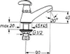 Technical drawing of a faucet with dimensions and specifications. Produktbild-Vorschau