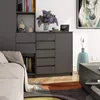 Akord Cassettiera 1 Anta 5 Cassetti Grafite Lucido 80X35X97 Anteprima dell’immagine prodotto 5