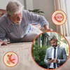 Collage showing an elderly man falling and a man in a suit using a smartphone, with icons indicating SOS and fall detection. Produktbild-Vorschau