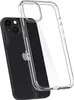 A clear phone case is shown next to a black iPhone. Produktbild-Vorschau
