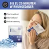 A woman is holding a cold compress to her face, with ice cubes and product packaging in the foreground. Anteprima dell’immagine prodotto