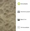 The image shows a close-up of sand texture on the left and a list of product features with icons on the right. Náhled obrázku produktu