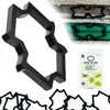 A collage of product shots showing a black cable clip, its packaging, and examples of its use. Podgląd zdjęcia produktu