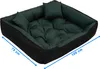 A dog bed with dimensions indicated by arrows and text. Voir les images du produit