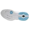 The bottom view of a white and blue athletic shoe. Produktbild-Vorschau