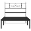 A black metal bed frame with a decorative headboard, shown from the front against a white background. Náhled obrázku produktu