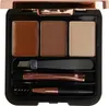 An open makeup palette for eyebrows, showing three shades and applicators. Produktbild-Vorschau