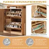 A shoe cabinet with its features highlighted through diagrams and text. Voir les images du produit