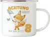 Achtung Welt Ich Bin Jetzt Acht Emaille Tasse 8. Geburtstag Produktbild-Vorschau 1