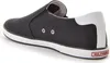 A side view of a navy blue slip-on sneaker with white accents. Náhled obrázku produktu