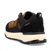 A rear view of a brown and black sneaker. Voir les images du produit
