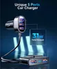 A car charger with multiple USB ports is shown connected to a car's cigarette lighter socket. The charger has a main unit with three USB ports and a separate unit with two USB ports connected by a cable. A graphic indicates a total output of 31W. Produktbild-Vorschau