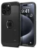 A black phone case with an Apple logo is shown next to a smartphone. Podgląd zdjęcia produktu