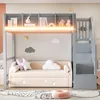 Flieks Etagenbett 90x200cm mit Led, Kinderbett mit Treppe Produktbild-Vorschau 2