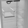 Interior view of an open refrigerator with shelves and a pull-out drawer. Voir les images du produit