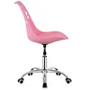 A pink ergonomic office chair with a silver base and wheels, shown from the side against a white background. Produktbild-Vorschau