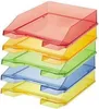 A stack of four transparent plastic document trays in different colors. Anteprima dell’immagine prodotto