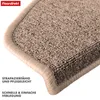 A close-up view of a beige carpeted stair mat with a beige border, showing its texture and edge. Produktbild-Vorschau