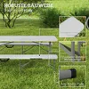 A picnic table and benches set up on a grassy lawn. Produktbild-Vorschau
