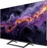 A television set with a colorful abstract image displayed on its screen, shown from a side-angle. Produktbild-Vorschau