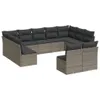 vidaXL 11-tlg. Garten-Sofagarnitur mit Kissen Grau Poly Produktbild-Vorschau 1