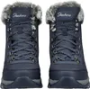 A pair of navy blue Skechers winter boots with faux fur trim. Voir les images du produit