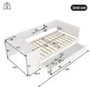 A diagram of a white bed frame with dimensions indicated by lines and numbers. Produktbild-Vorschau