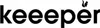 The image shows the word 'keeper' in a black sans-serif font, with a small silhouette of a squirrel above the last 'e'. Produktbild-Vorschau