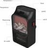 A black electric heater with a realistic flame effect is shown with labels pointing to its various features. Anteprima dell’immagine prodotto