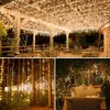 Collage of outdoor scenes decorated with string lights. Produktbild-Vorschau