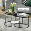 HOMCOM 2er Set Couchtisch Satztisch Rund mit Faux Marmor Produktbild-Vorschau 5