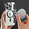 Hands holding an iPhone 13 Pro with a clear case, demonstrating magnetic charging. Produktbild-Vorschau