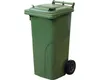 A green trash bin with wheels and a lid, isolated on a white background. Náhled obrázku produktu