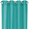 A close-up view of a turquoise curtain hanging from a curtain rod. Voir les images du produit